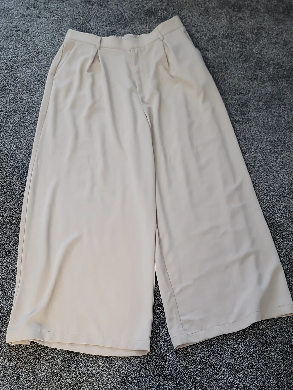 Wide Leg Culotte Pants - Light Cream